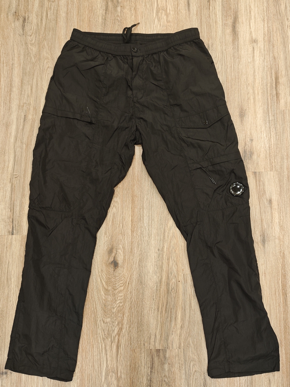 C.P. Company Black Cargo Pants with Signature Lens
